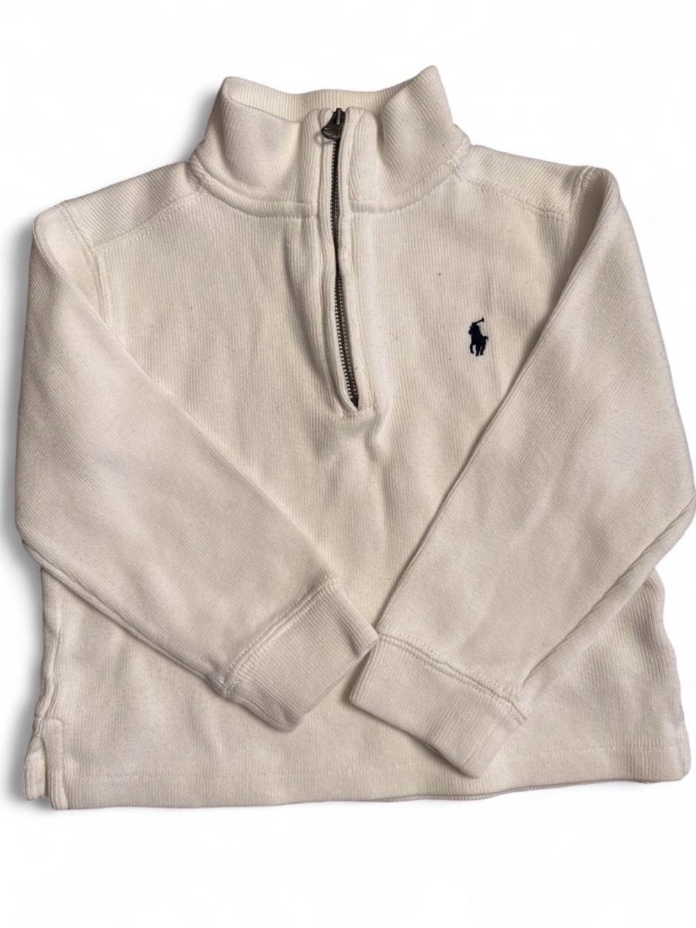Polo by Ralph Lauren Cream Half-Zip Sweater with Navy Pony